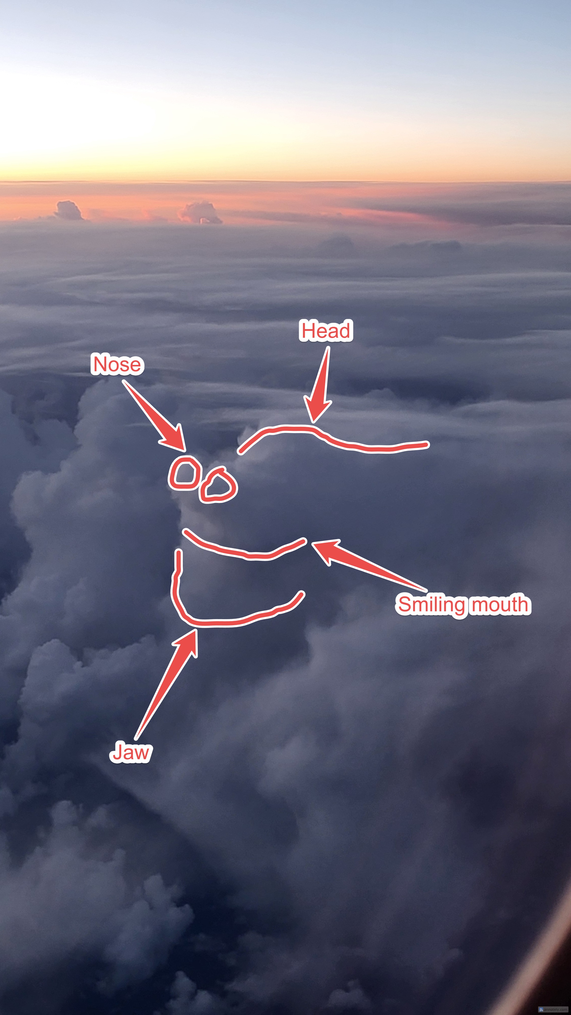 Cloud shapes outline showing sleeping giant